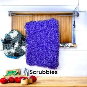 Purple and Black Scrubby Set. For face or dishes. Handmade crocheted.